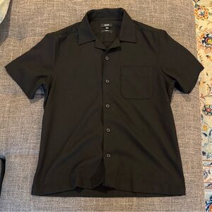 Reiss Men's Black Short Sleeve Button Down Shirt- Large